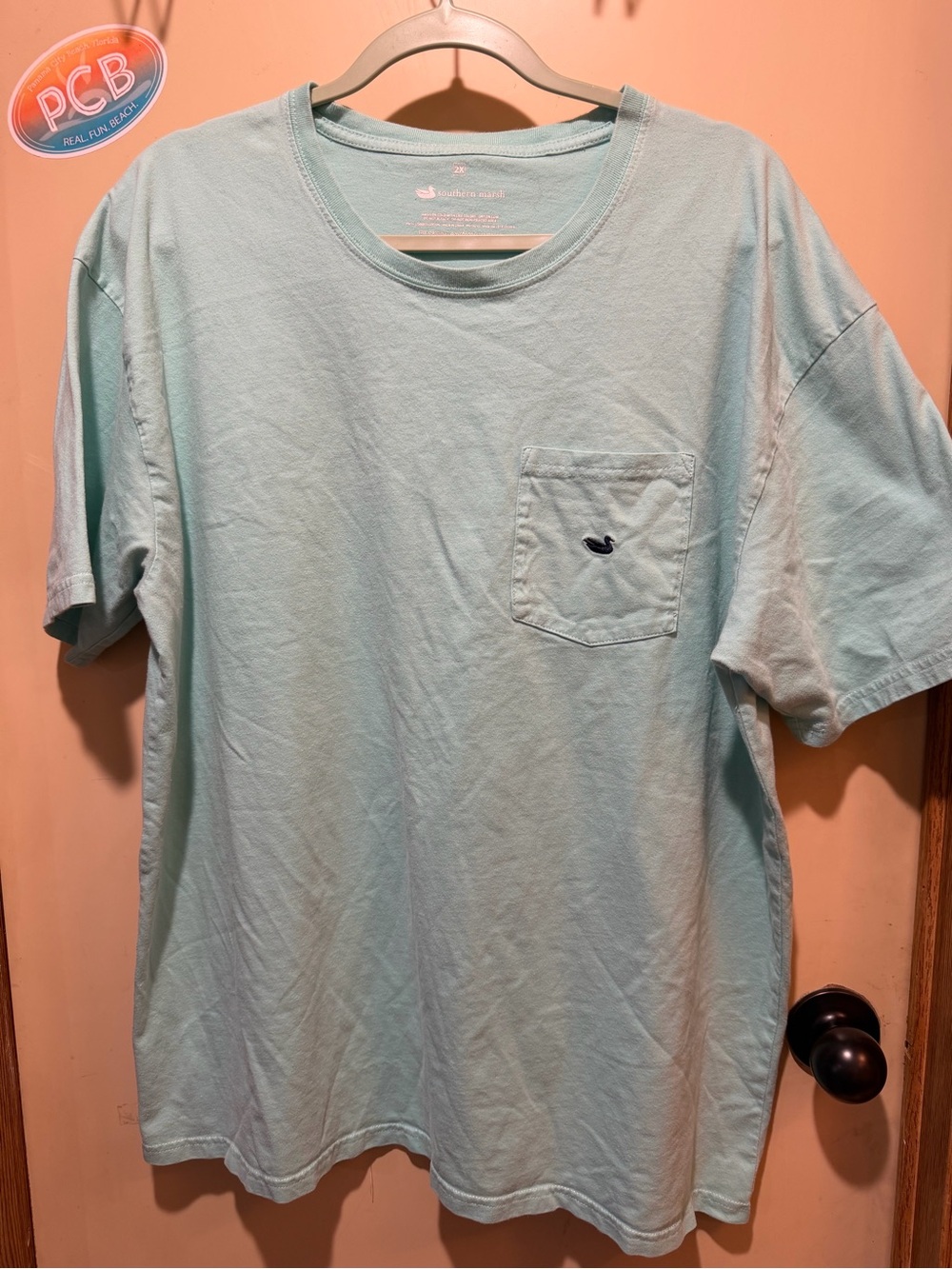 Southern Marsh Short Sleeve Pocket Tee in Light Aqua